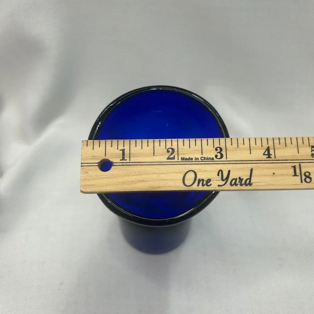 Hand Blown Cobalt Blue Art Glass Tumblers Set 3‎ Twisted Mexican Drunken Glasses